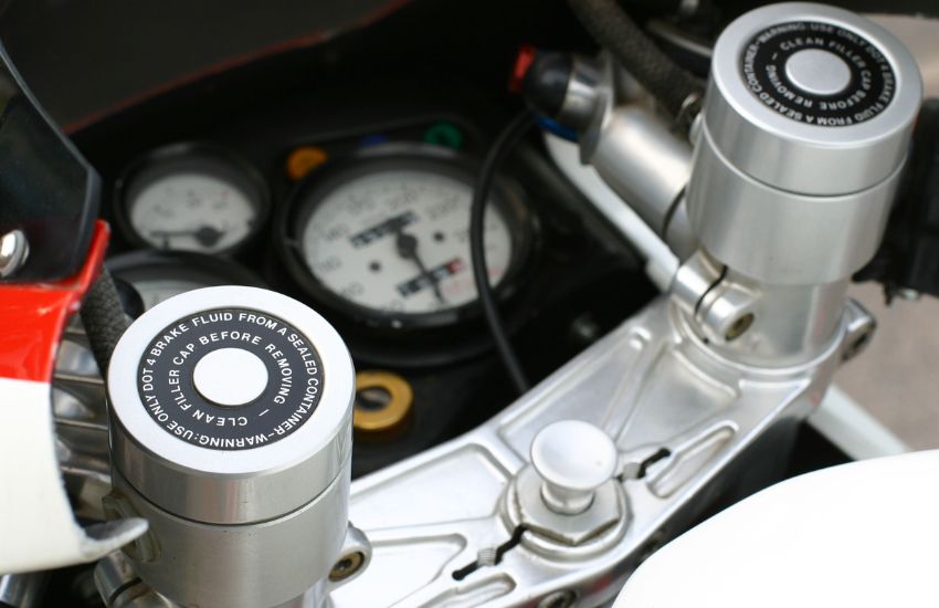 Handlebars and instrument cluster of a Bimota classic motorbike