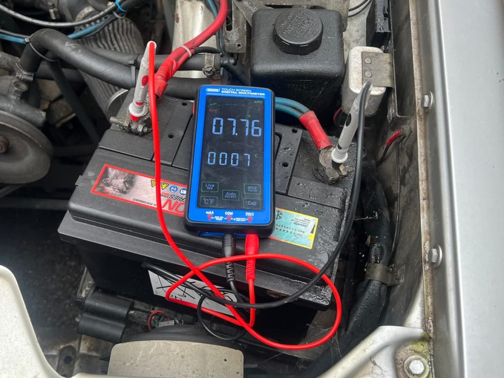 Multimeter showing below 9v