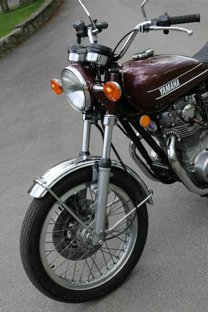 Metallic brown and chrome Yamaha TX650A