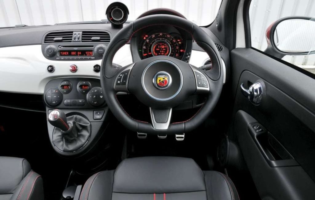 Black leather interior of a car