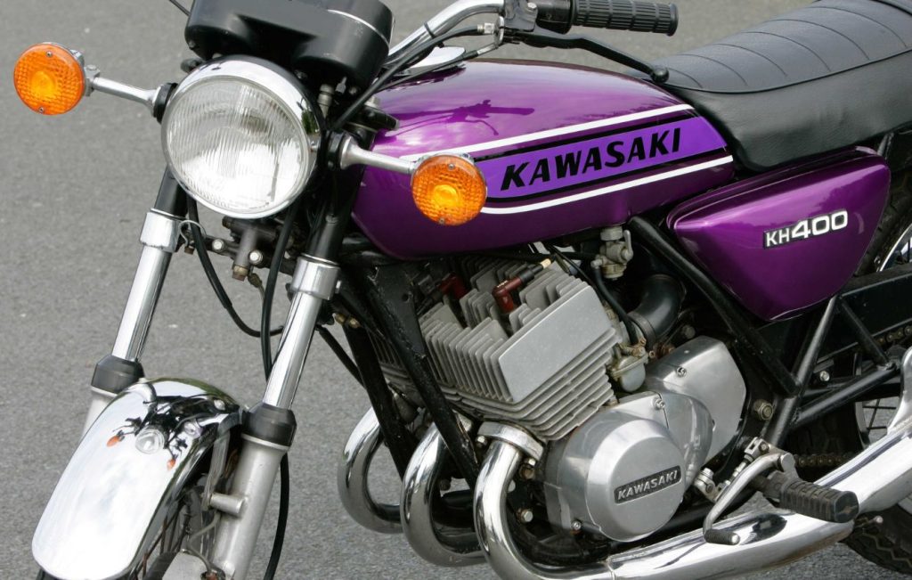 Candy Purple Kawasaki KH400 classic motorbike
