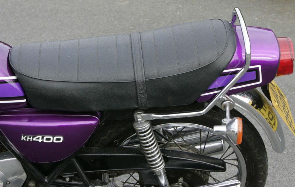 Rear leather seat of a classic motorbike