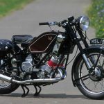 Scott Flying Squirrel classic motorcycle parked on a country road