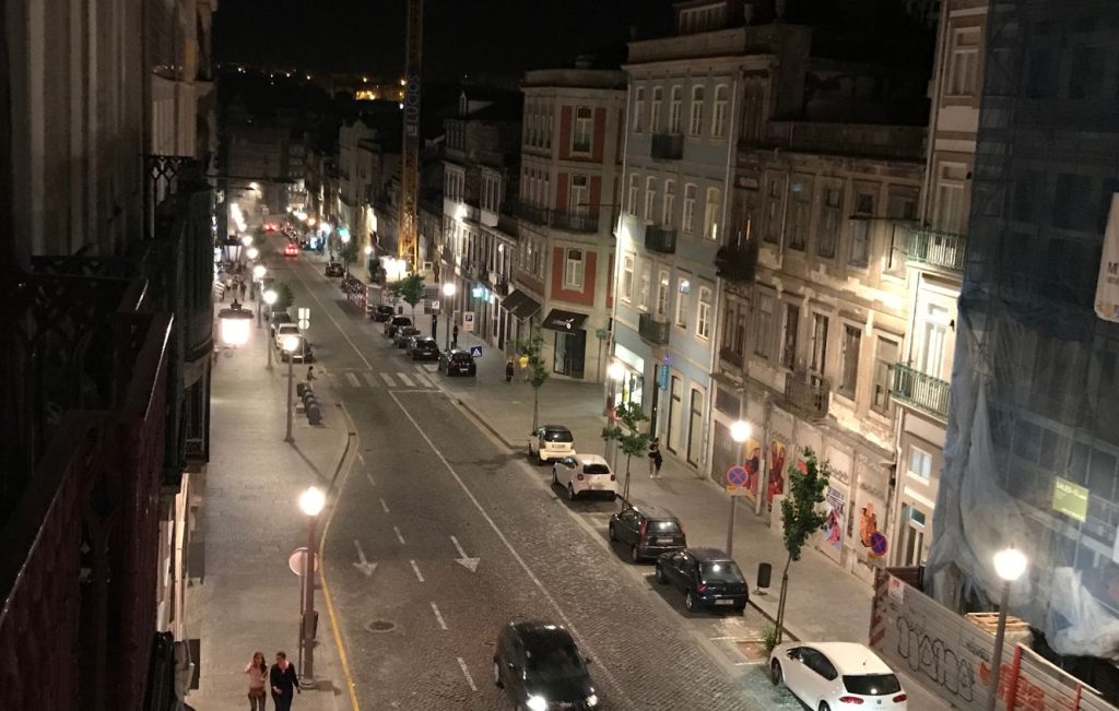 São Bento Railway Station in Porto, Portugal at night