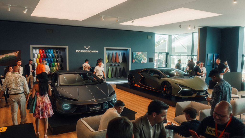 Lamborghinis inside showroom