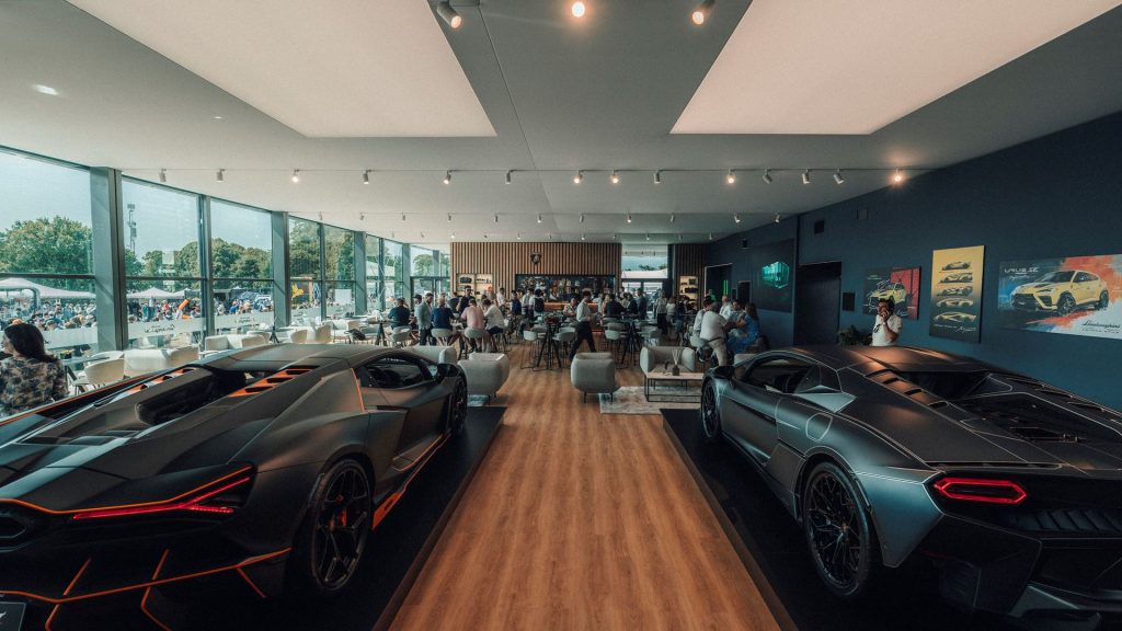 Lamborghinis inside showroom