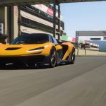 Yellow McLaren W1 driving on a race track