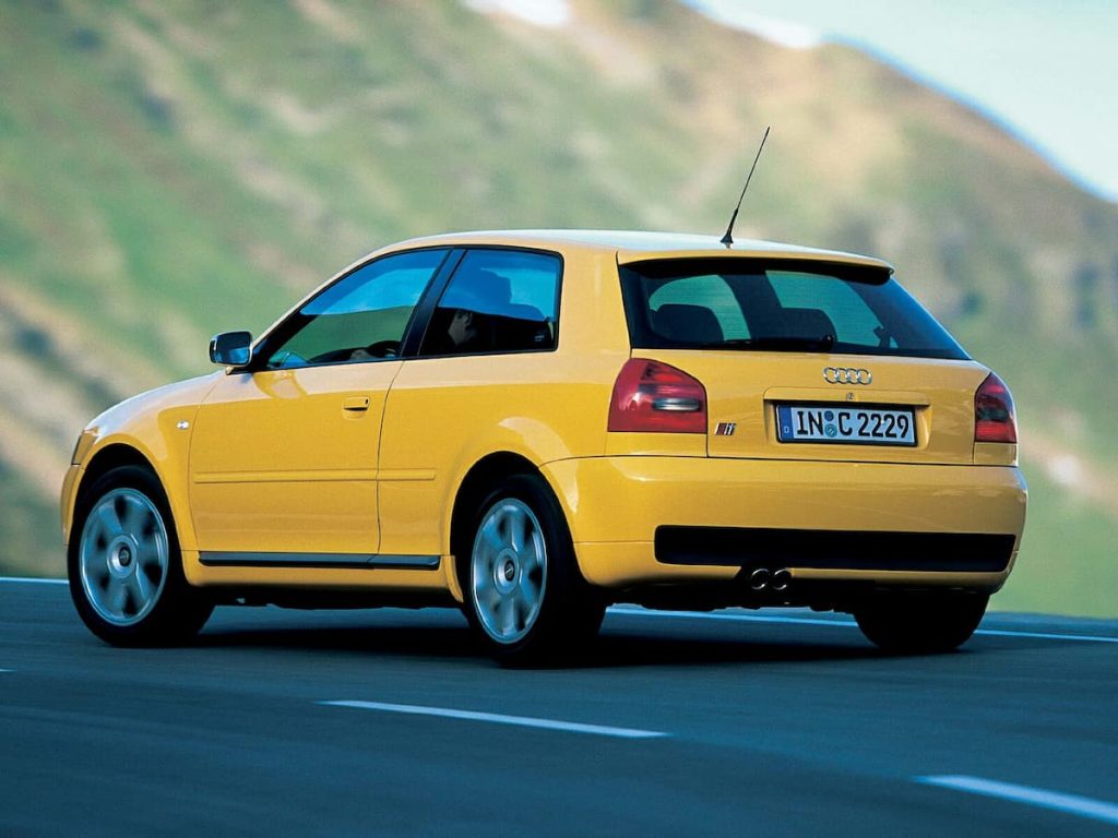Rear of yellow Audi S3