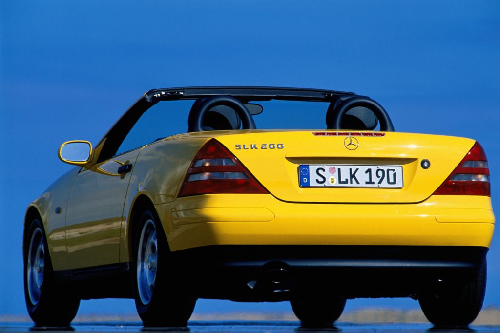 Yellow Mercedes-Benz slk 200
