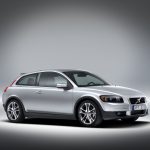 Silver Volvo C30 front three-quarter view in a studio